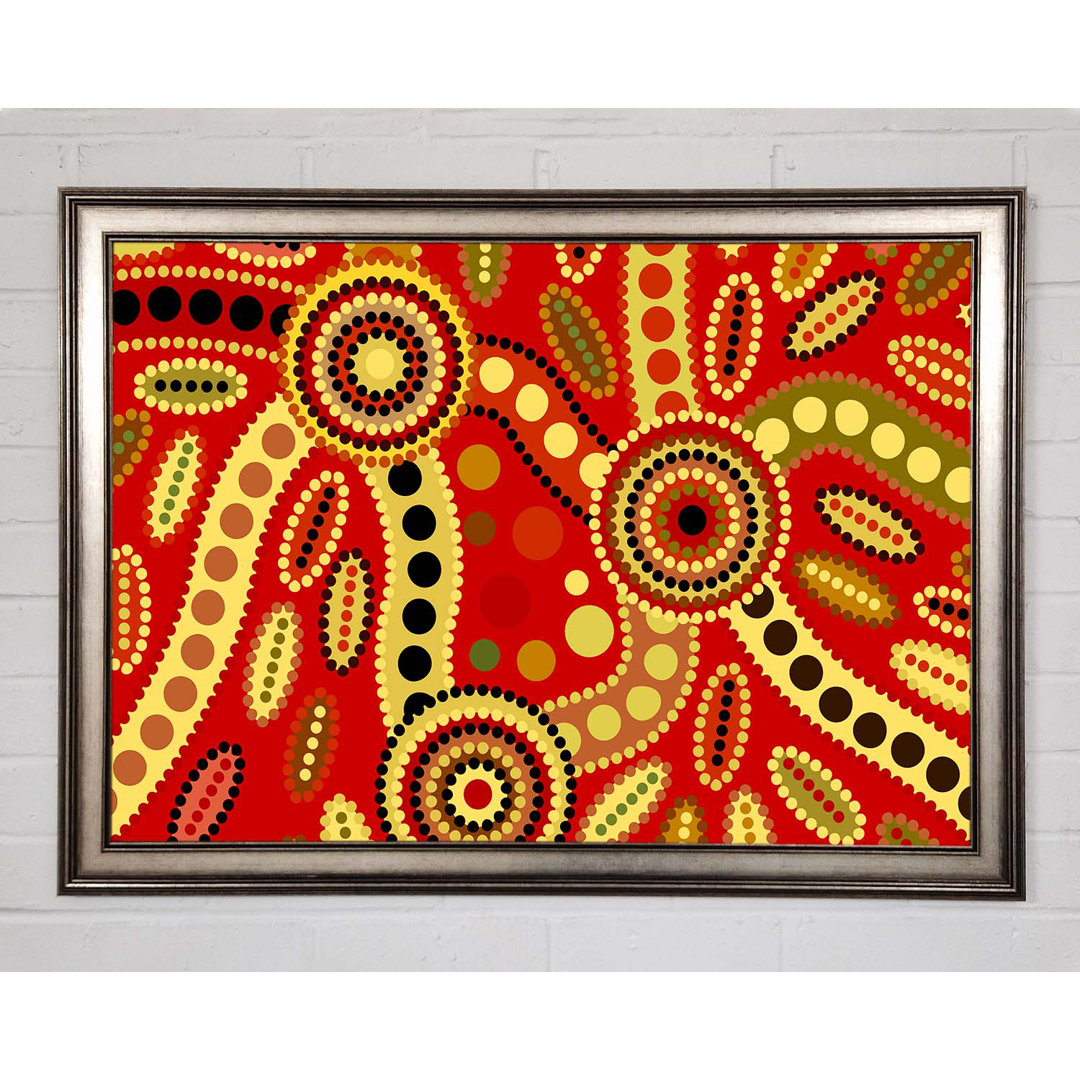 Aboriginal Red Tribal Gerahmter Druck