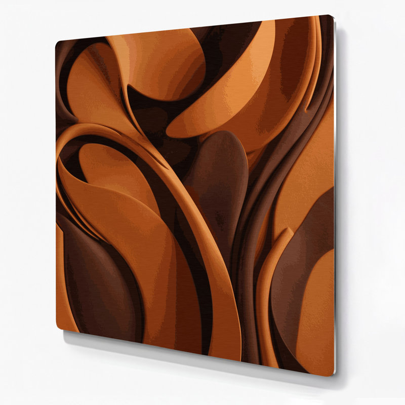 Abstract Shapes 93 Brown Metal Wall Art, 16" H x 16" W
