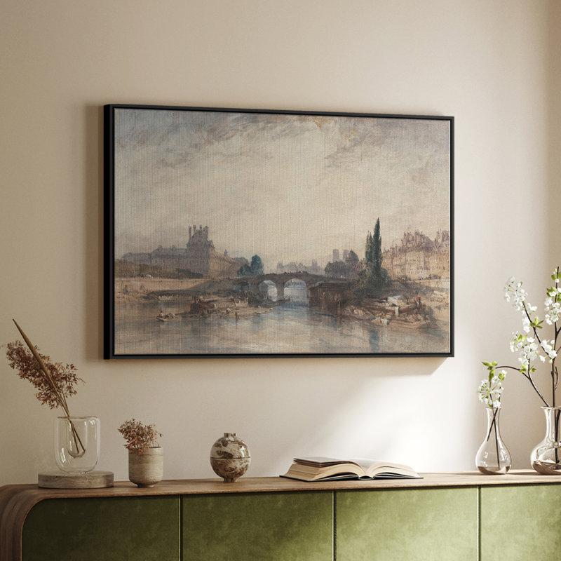 Paysage rétro - CDXL III, H 17 po x l 25 po x P 2 po, Toile avec cadre flottant noir