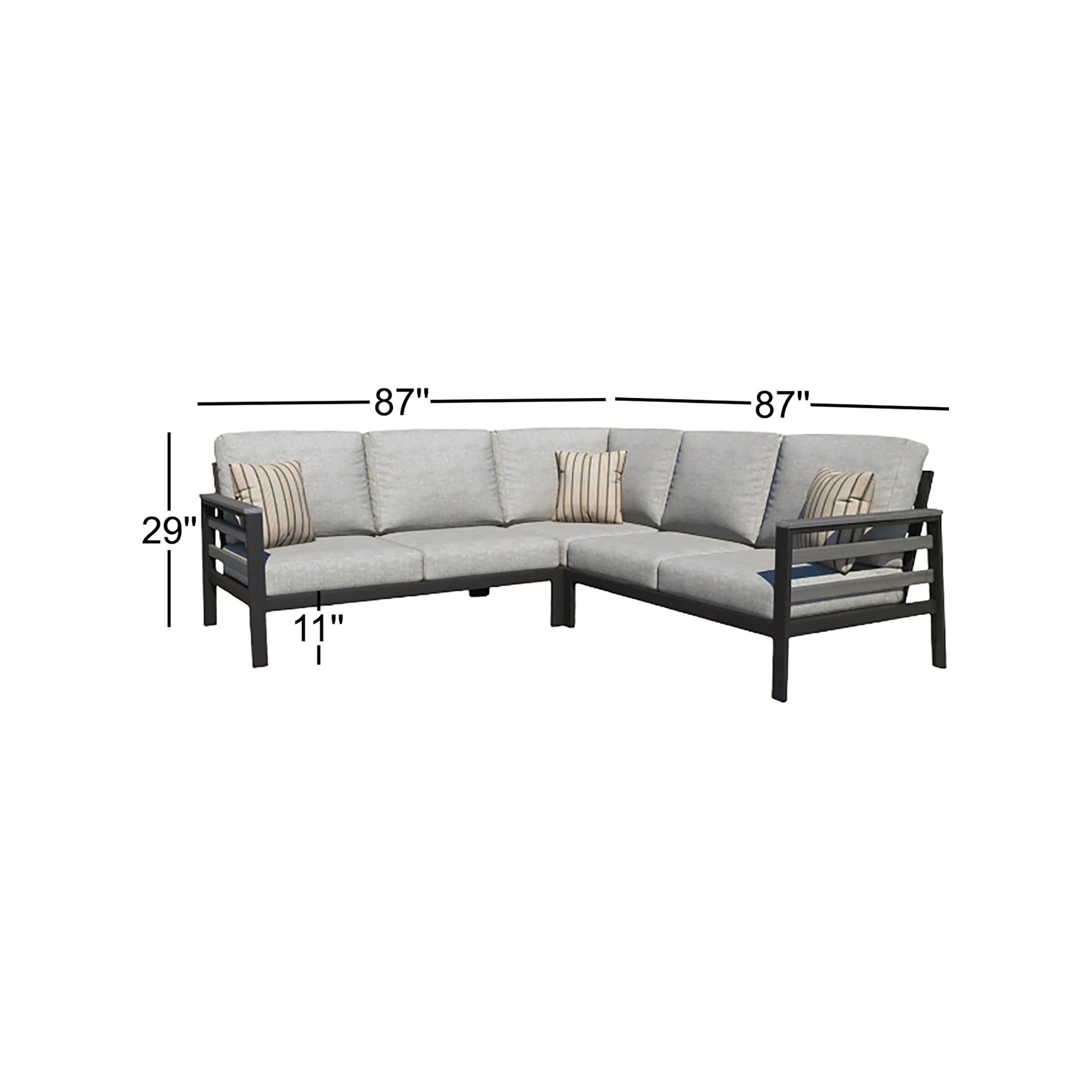 Townsend Outdoor 5 Person Sectional Seating Group With Sunbrella Cushions, Canvas Granite Sunbrella® Canvas