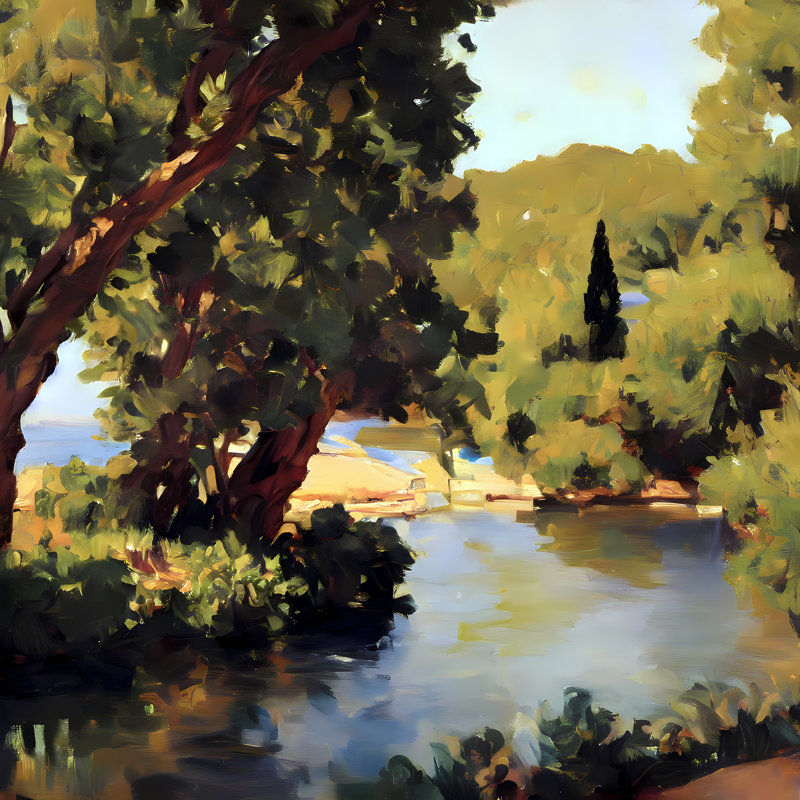 Along The River Banks, 54" H x 54" W