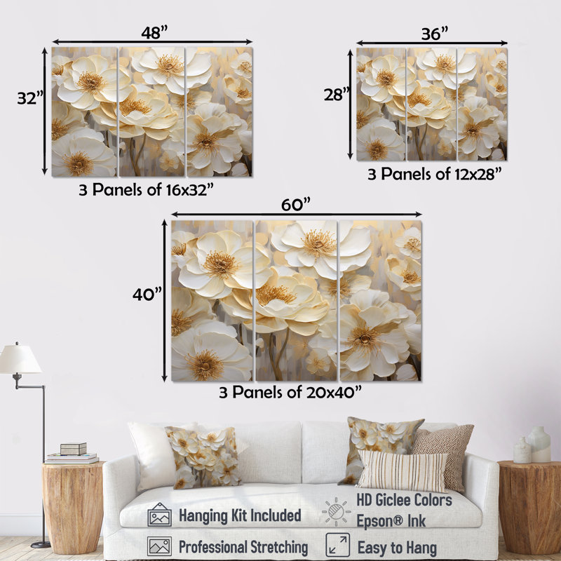 «Vivid Ranunculus Hues VI», ensemble d'art mural sur toile Ranunculus, Toile tendue, H 40 po x l 60 po x P 1 po