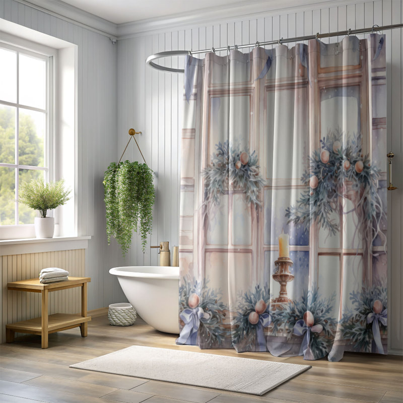 Festive Illumination - Rideau de douche Premium, H 74 po x l 71 po