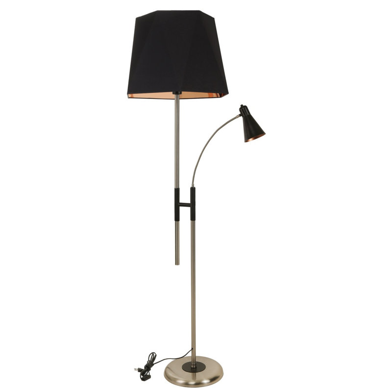 Raymer 165cm Torchiere Floor Lamp, Bronze, Black/Copper