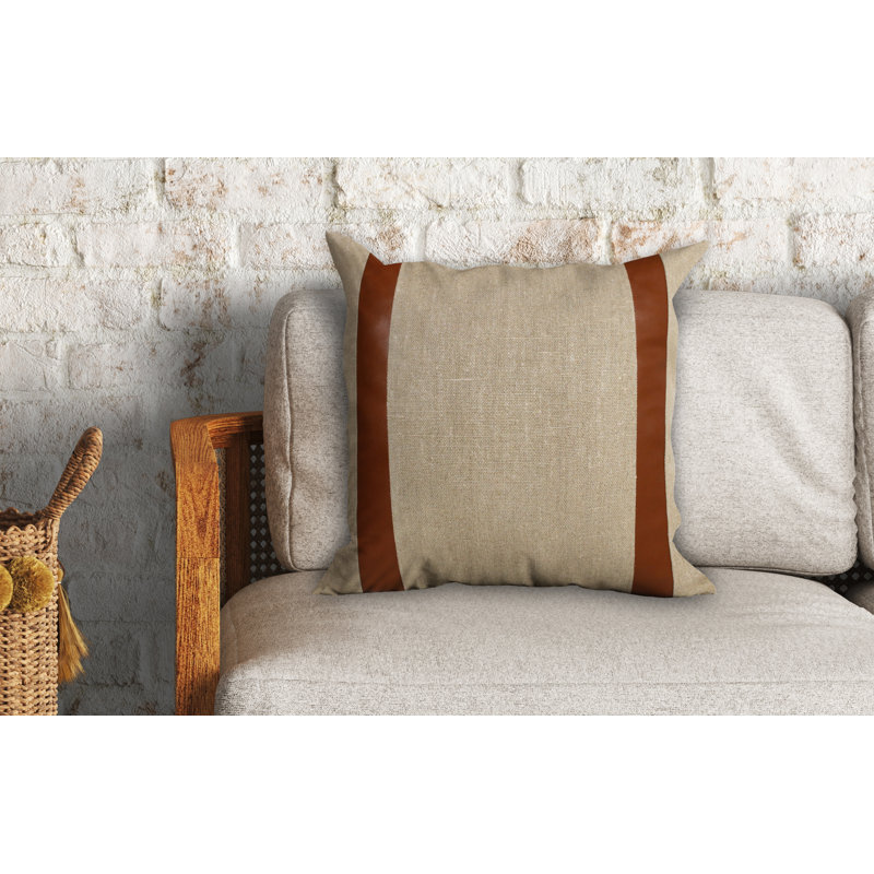 Striped Linen Throw Square Pillow Cover, Polyester