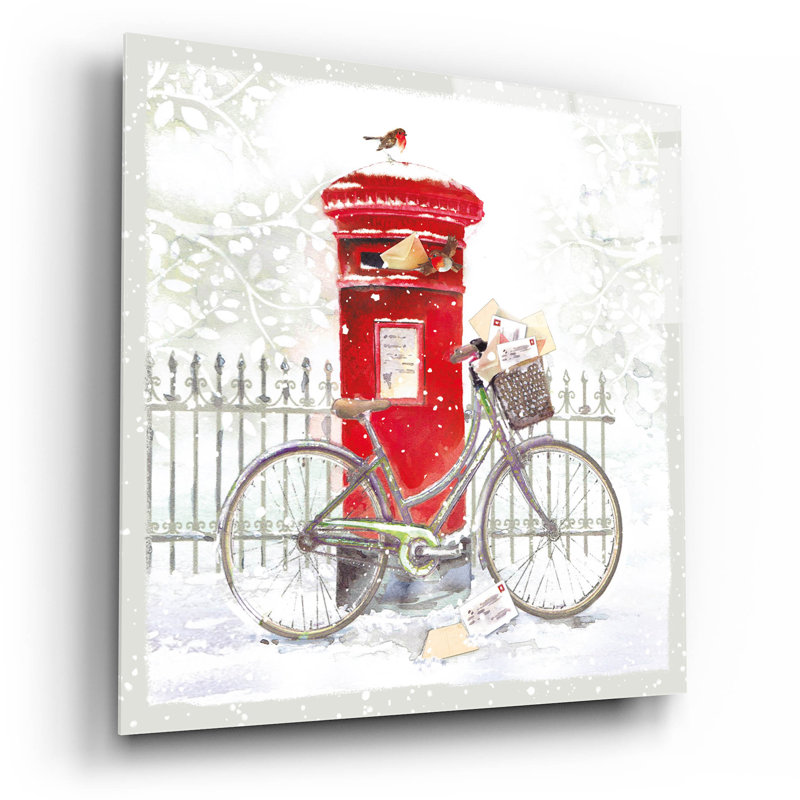 Art mural en verre acrylique 12 po x 12 po «Postbox and Vélo» par Elle Media Group