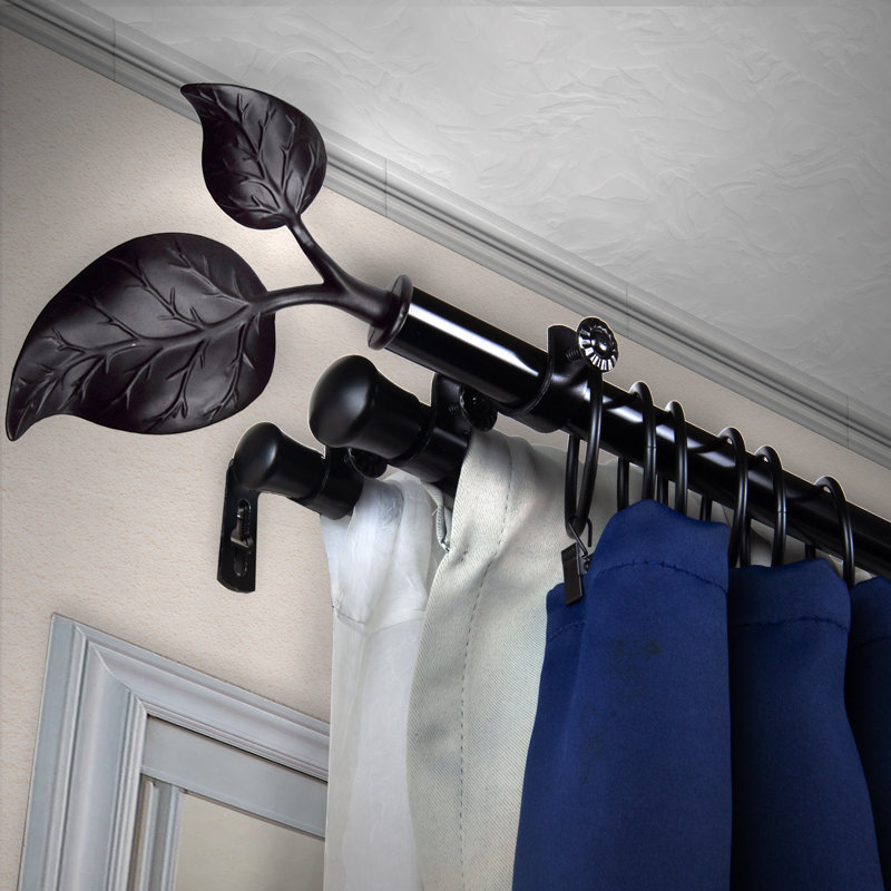 Tringle à rideaux triple réglable Atkinson, Noir, l 120 po à 170 po