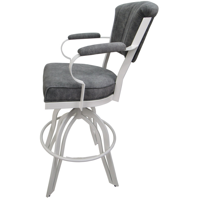 Raddie Swivel Metal Bar Stool 30" Seat, White, Light Gray