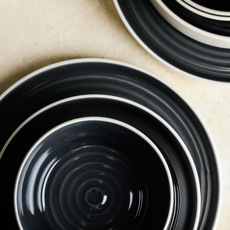 Stone Lain Elica 24-Piece Dinnerware Set Stoneware, Black