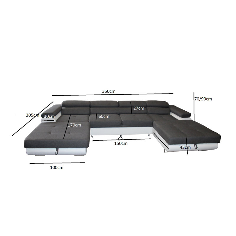 Ricaria 3 Seater Corner Sectional, Gray - Sawana21/Madryt976
