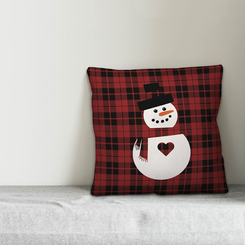  Housse de coussin Snowman, 16 po x 16 po, Polyester/ Bourre en polyester