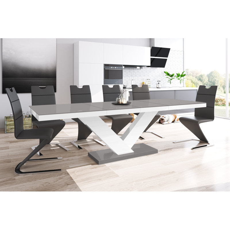 Extendable Dining Table, Grey/White, Grey