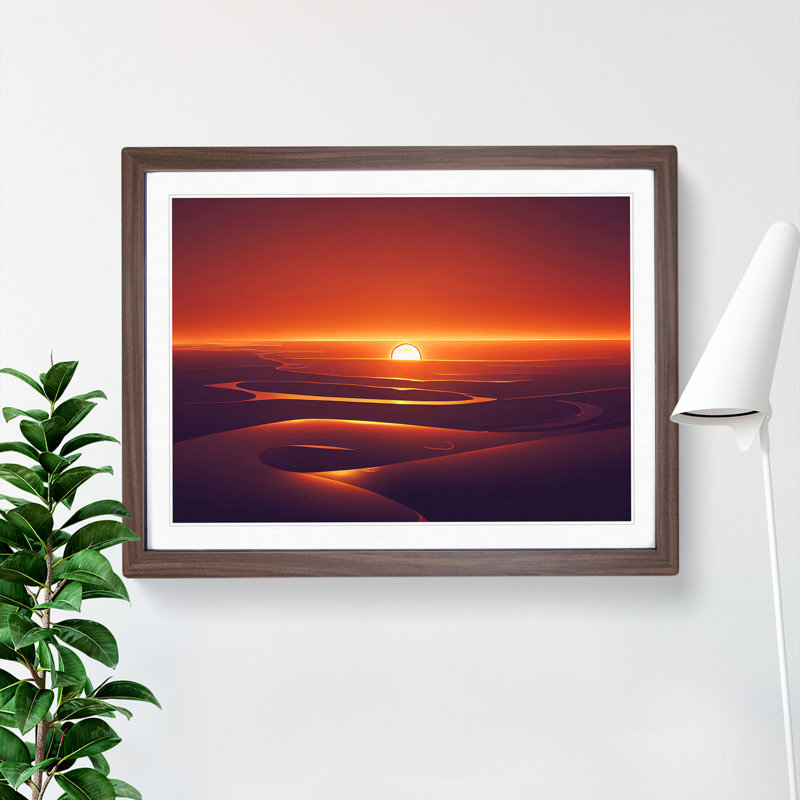 Beaming Sunset - Framed Print, 34cm H x 46cm W x 2cm D, Oak