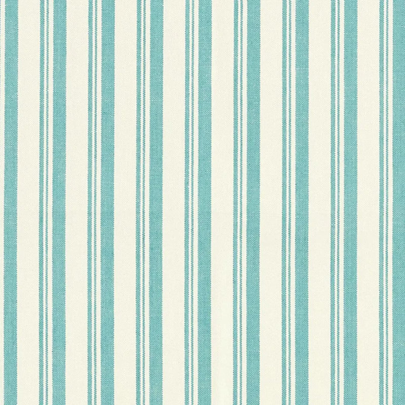 Tissu capri Schumacher x Miles Redd, Aqua / blanc