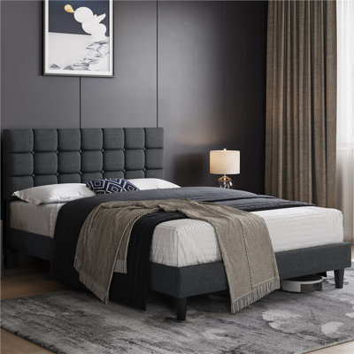 Contemporary Modern Tufted Upholstered Platform Bed
