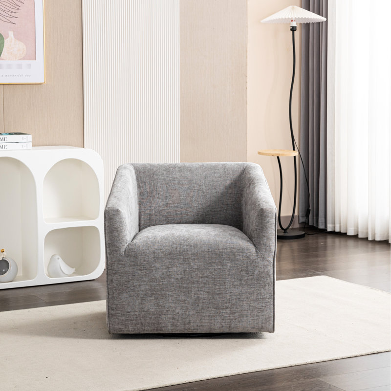 Fauteuil demi-tonneau rembourré pivotant à 360 ° Modern Modern, Gris