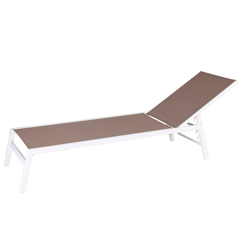 Zuckerman 199cm Long Reclining Single Chaise, White/Taupe