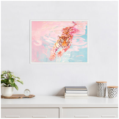 «Tiger Swim Vibrant Dopamine Landscape» par Honey Island Studio, reproduction d'art sur toile encadrée