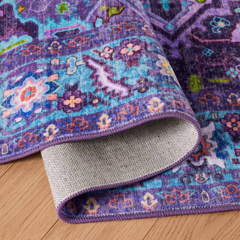 Tapis de salon bohémien marocain rétro antidérapant lavable, Rectangle 8' x 10'