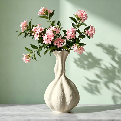 A Soft, Pure White Ceramic Vase, Perfect For A Modern Farmhouse Style, Suitable For Various Spaces And Can Be Paired With Reed Floral Arrangements.