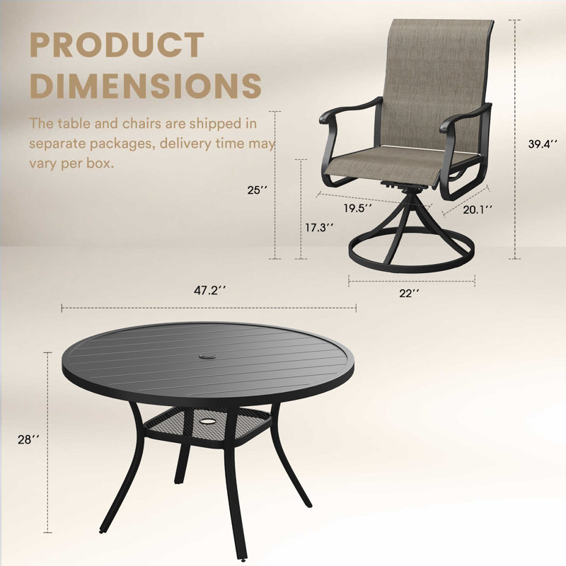 6-Person Outdoor Dining Set, Black/Brown