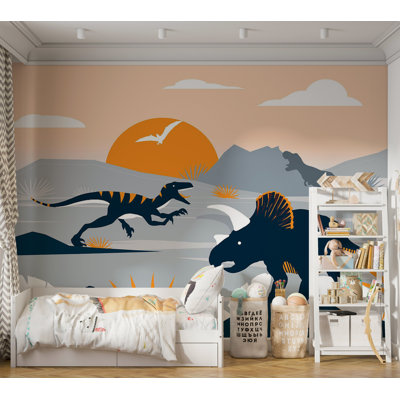 Kids Wallpaper Wall Mural - Abstract Dinosaurs Landscape