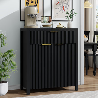 Buffet moderne avec grand tiroir, buffet de rangement avec tablette réglable, armoire d'entrée avec design ondulé, rangement parfait pour la salle à manger, la cuisine et le vestibule