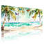 Palmiers, plage tropicale avec palmiers et papillons, ensemble de 3 impressions sur toile-275745260