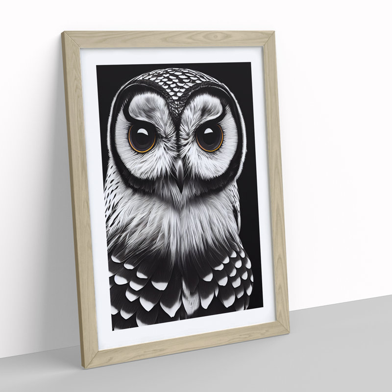 Welcoming Owl - Wrapped Canvas Print, Oak Framed, 64cm H x 46cm W