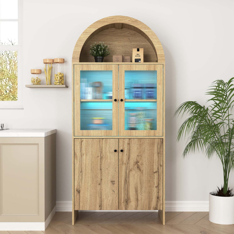 Natural Wood Grain Tech-Inspired MDF Dome Cabinet, Natural Wood