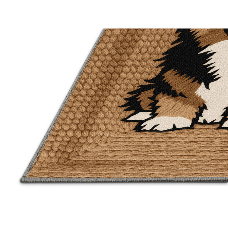 Washable Kishu Ken Dogs Area Rug, Round 7'
