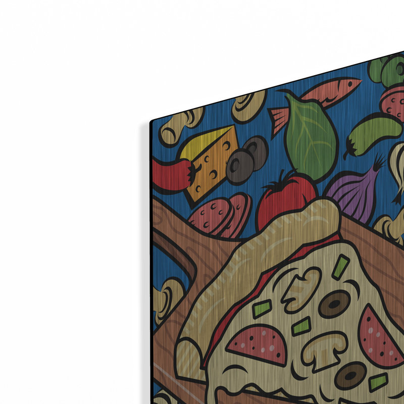 Latitude Run® «Pizza Slice With Toppings» par Ron Magnes, art mural en métal, H 24 po x l 16 po