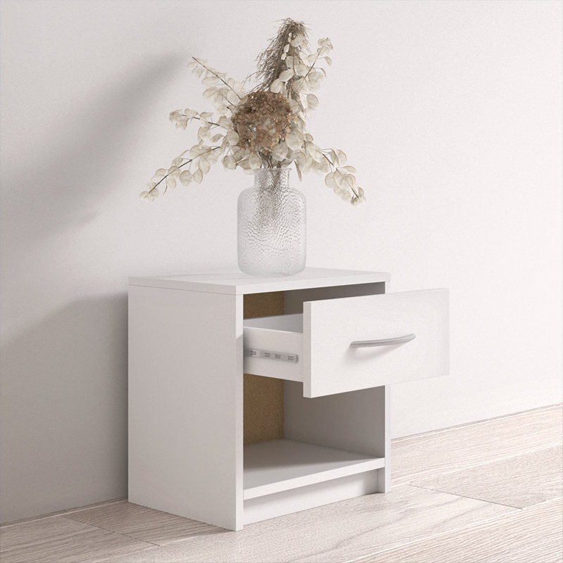 Vivette 15.2" Nightstand with Matte Finish, White