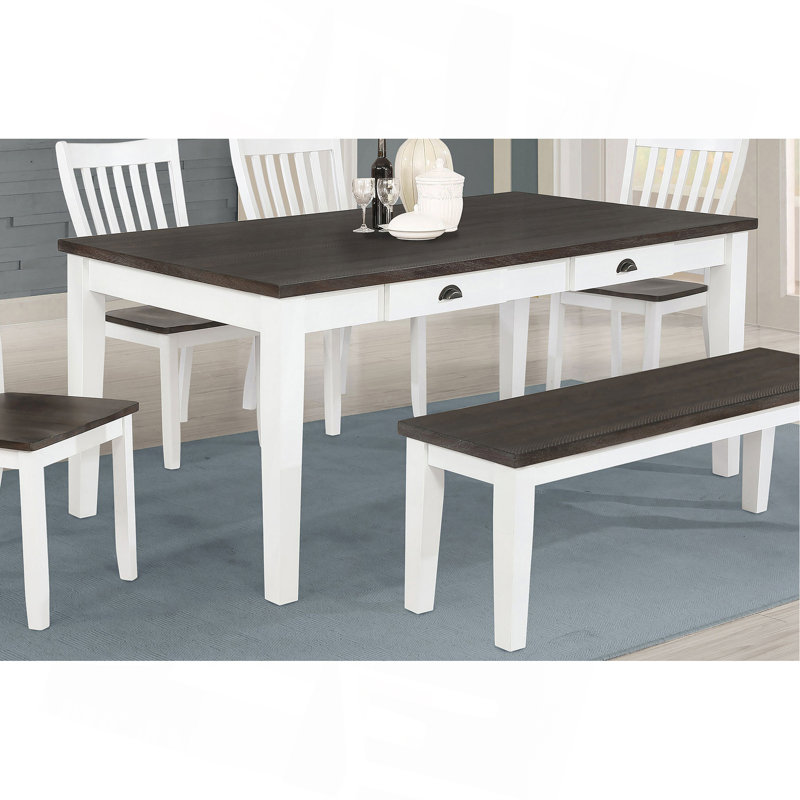 Preston Espresso And Antique White 2-Drawer Dining Table
