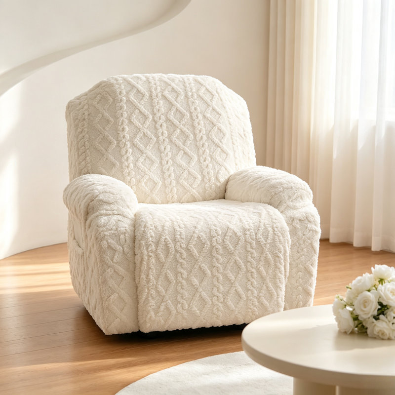 Faux Fur Sofa Slipcover, Beige, 2 pièces
