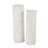 Metal Ribbed White Pedestal Table With Brown Accents Set