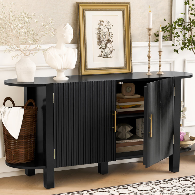 59.8 " W Solid Wood Sideboard, Black