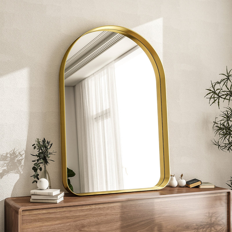Miroir mural arqué pour salle de bain, Or, 38 po x 26 po