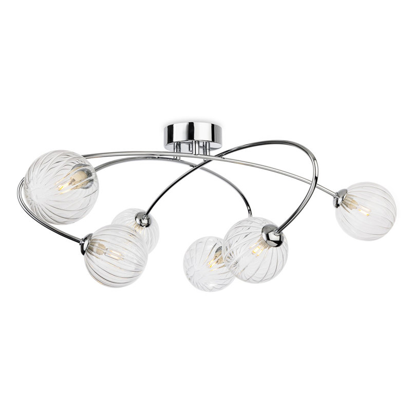 Glass Flush Mount, Chrome, 6