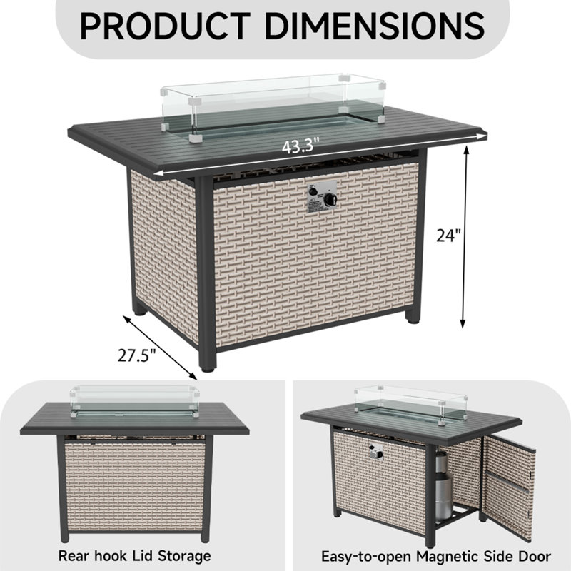 Ensemble de conversation pour l'extérieur avec rangement, ensembles de mobilier de patio en osier 7 pièces, ensemble de conversation modulaire pour 5 personnes avec coussins, mobilier d'extérieur et de patio, noir
