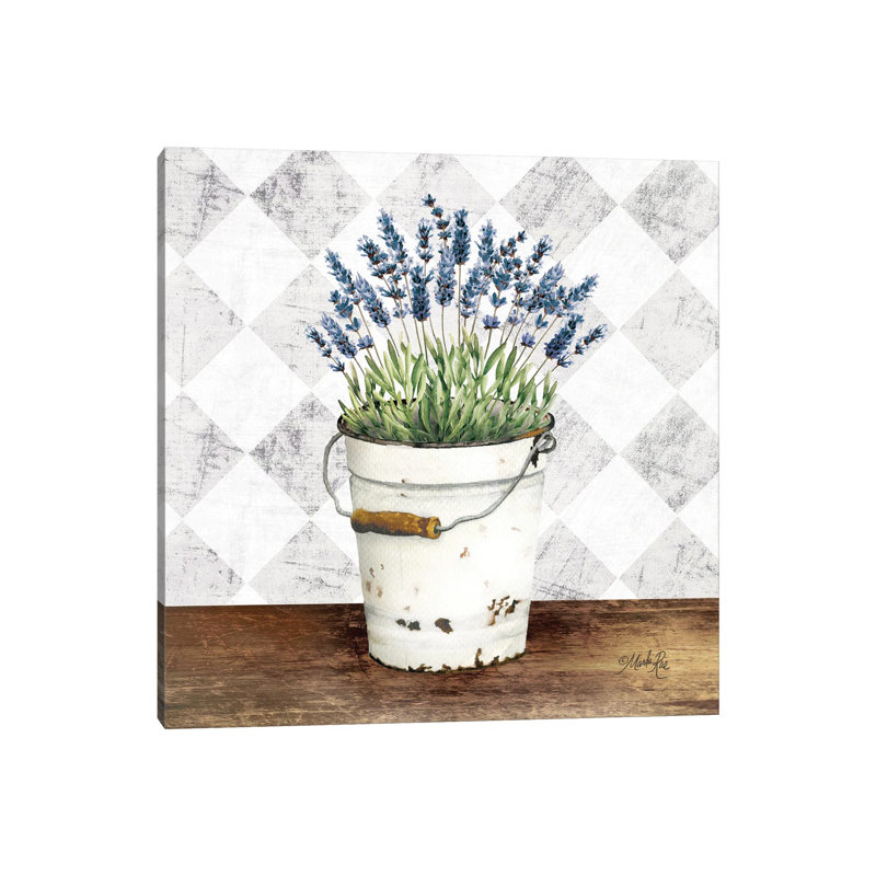 Purple Flowers Metal Bucket by Marla Rae - Wrapped Canvas Painting 1 Piece Wrapped Canvas Painting