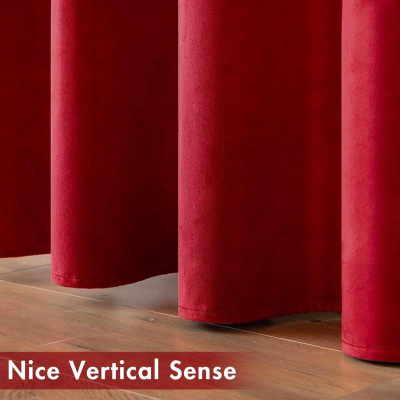 Velvet Blackout Curtain Pair, 52" W x 84" L, Red