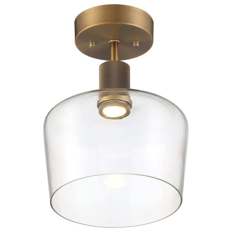 Aarian LED Semi-Flush - Clear Glass - Dedicated LED, Antique Brushed Brass