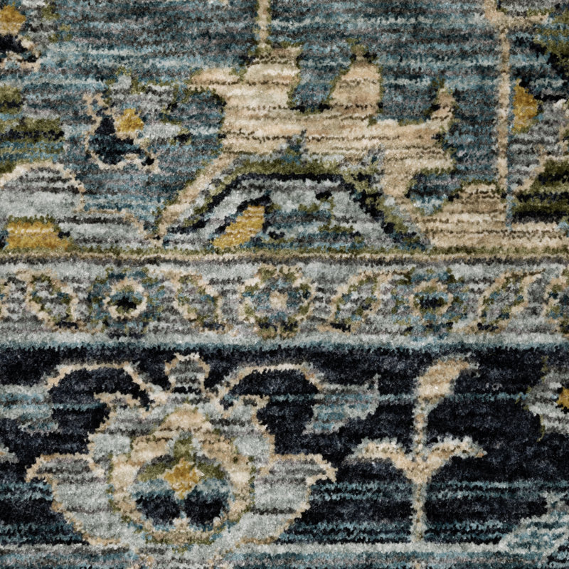 Tapis oriental bleu / vert Hovis, Rectangle 3 pi 3 po x 5 pi
