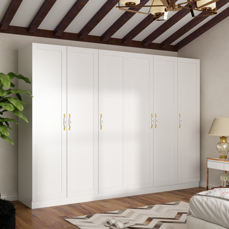 Modern White Wardrobe Set With Anti-Tip Design (Set Of 2)