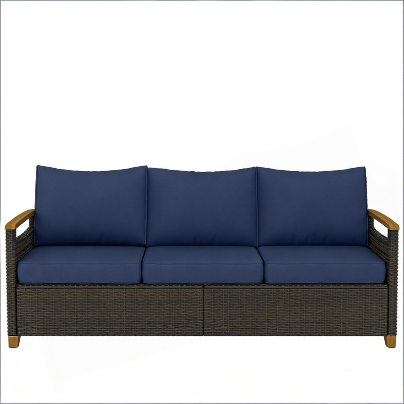 Canapé d'extérieur en osier, canapé confortable, canapé à assise profonde, Bleu très foncé