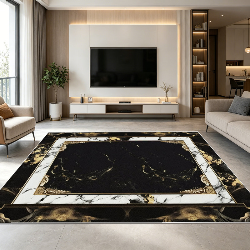 1PC Black and White Checkered area rugs for Living Room, Soft and Comfortable, Suitable for all seasons, easy-to-maintain, machine washable Indoor floor mat, Under Table Farmhouse suitable for dining table, bedroom, kitchen, entryway, home office,