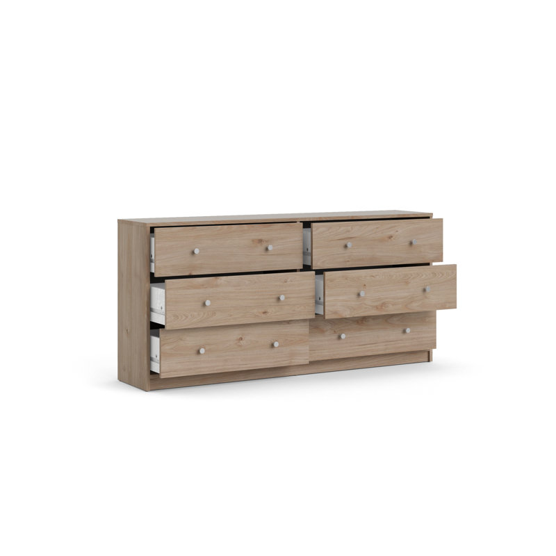 Commode double 6 tiroirs Portland, Brun