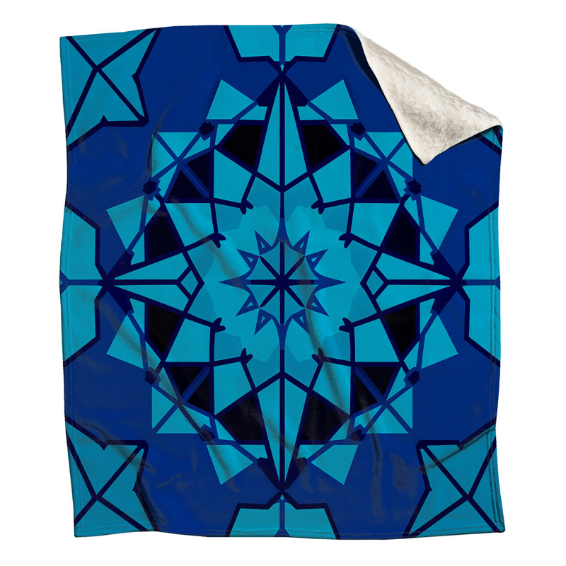 Couvertures bleues Kaléidoscope géométrique, L 50 po x H 60 po