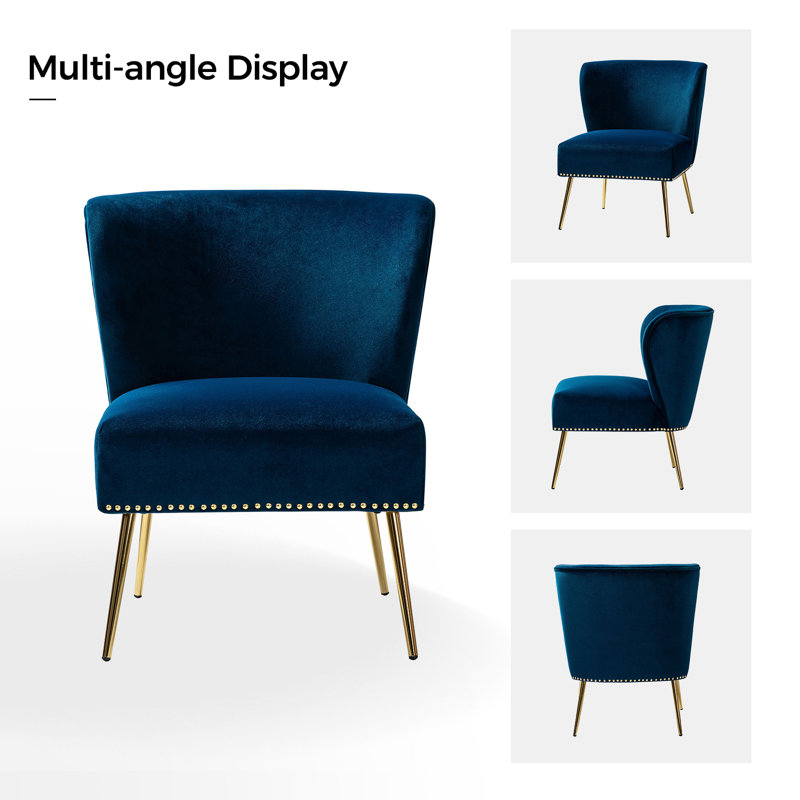 Clive Velvet Side Chair, Navy Velvet